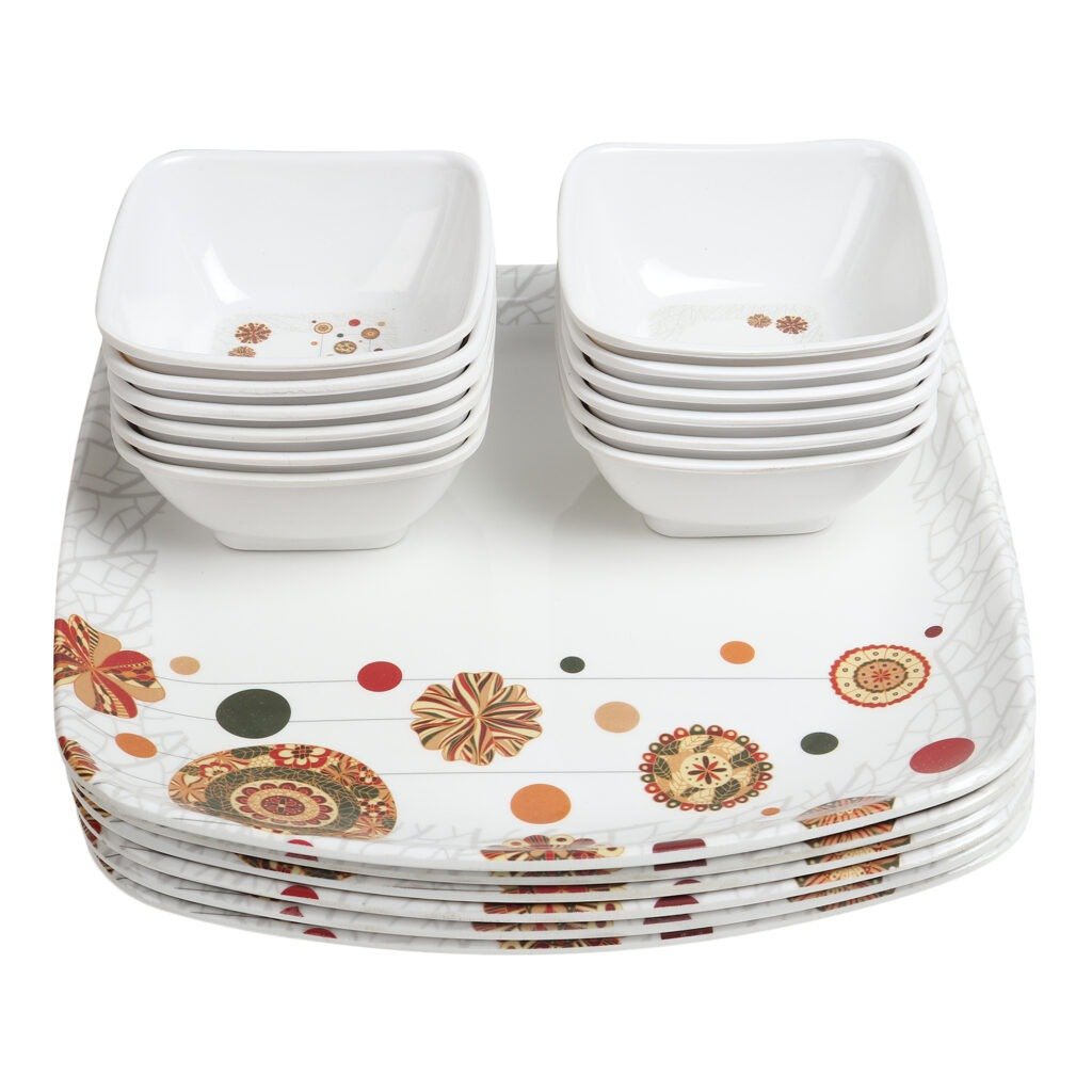 Melamine Square Dinner Set Of Pcs Serve For Person Includes