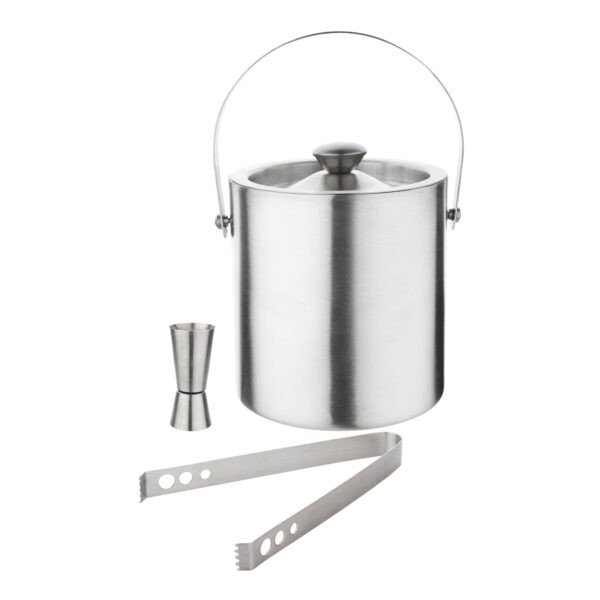 Ice Bucket with tong and Peg Measurer on white background