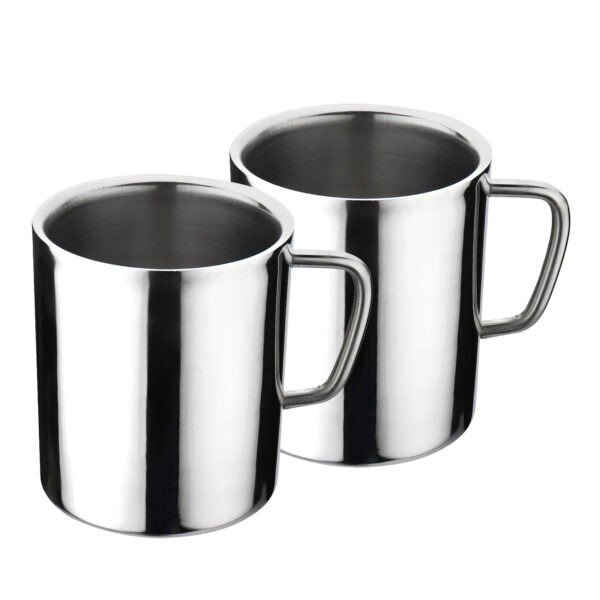 double wall coffee mugs 2 pcs set on white background