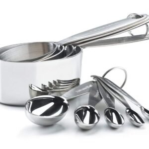 Measuring cups & spoon set on white background