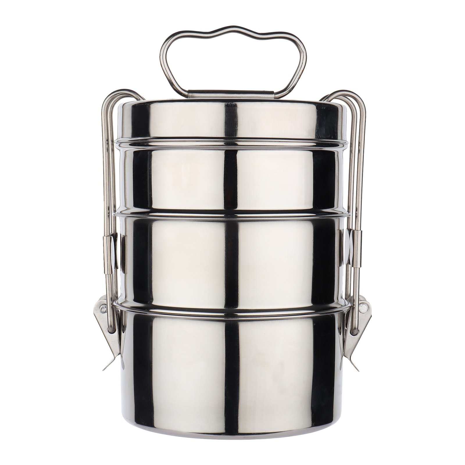 stainless steel lunch box on white background