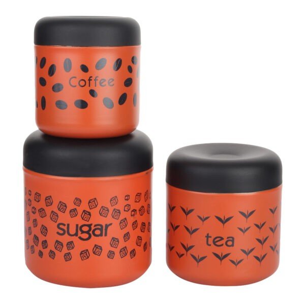 premium color coated tea coffee sugar canister red