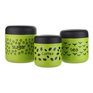 premium color coated tea coffee sugar canisters green
