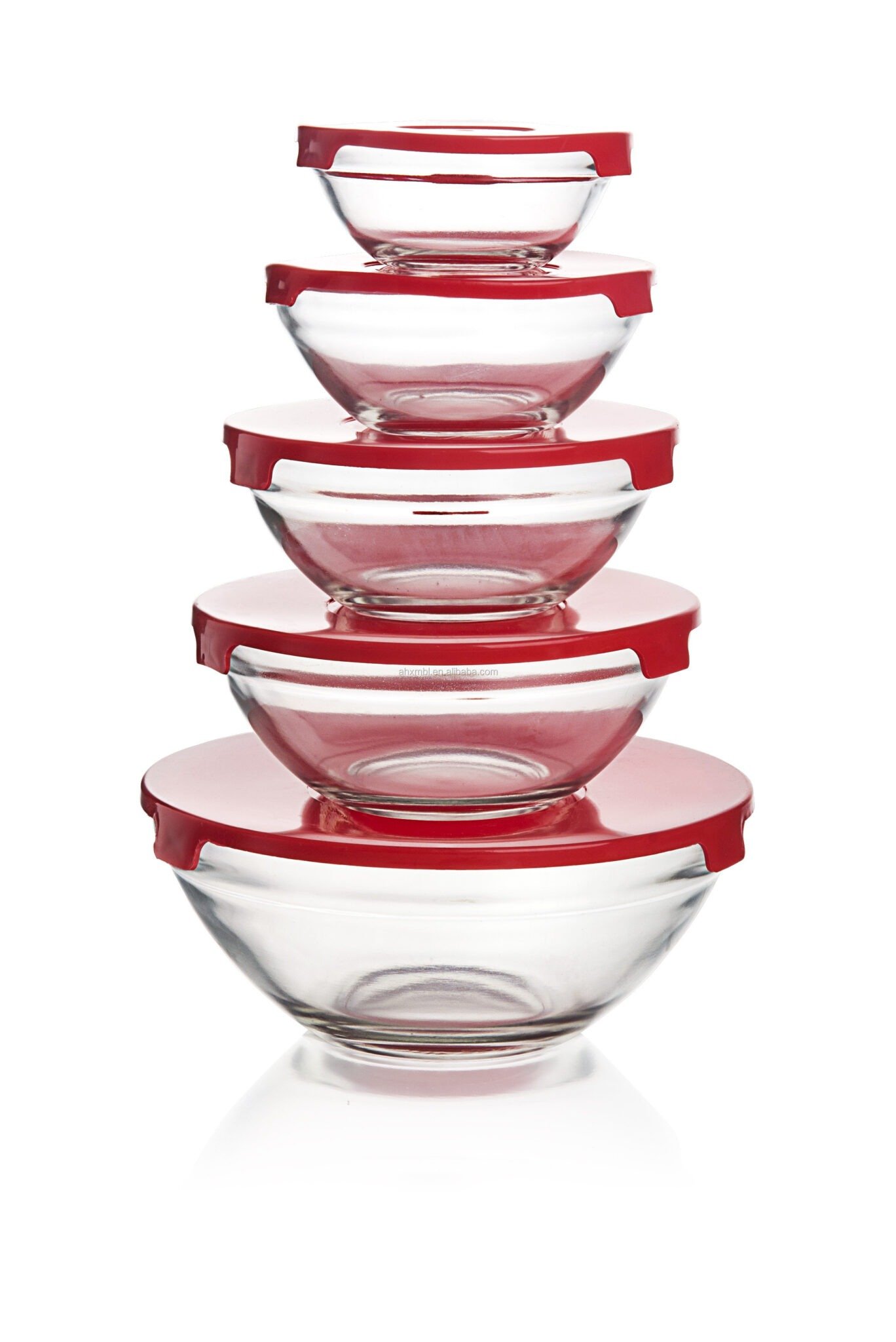 5 Piece Glass Bowl Set, Assorted Color, Box Packing Rident Kitchen