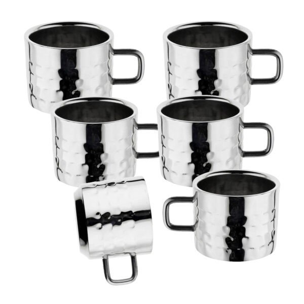 double wall hammered tea cup set