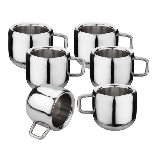 stainless steel double wall apple cup set
