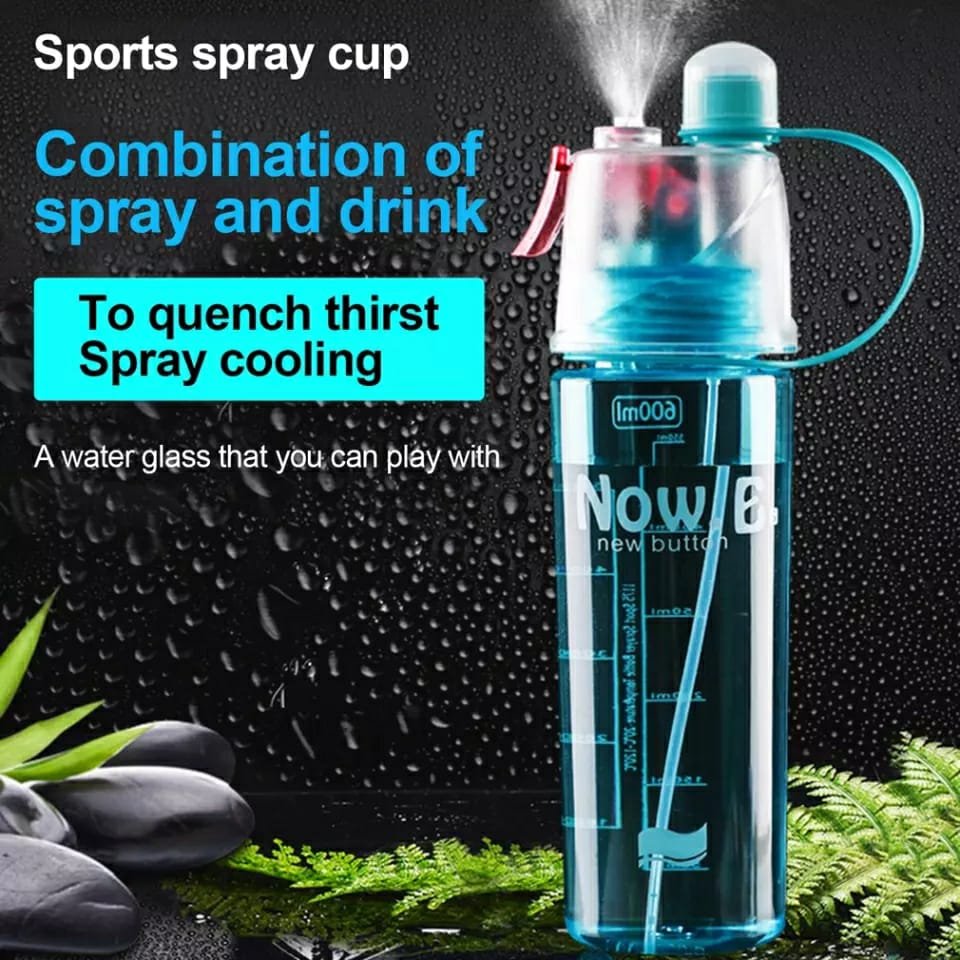 Vbestlife Mist Spray Water Bottle 600ml Portable Sport Water Bottle Anti  Leak Drinking Cup with Mist Hydration (Black)