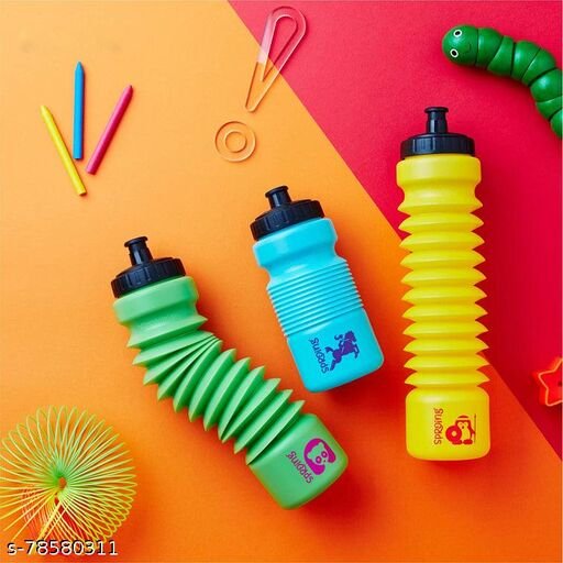assorted color collapsible silicone water bottle on colourful background