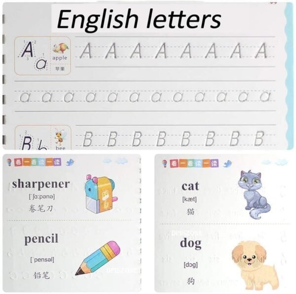 English letters on practise book