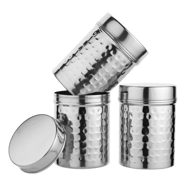 stainless steel multipurpose canister on white background