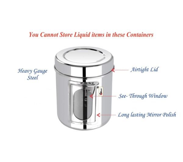 features of steel canister on white background
