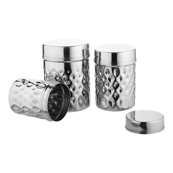 3 pieces of storage canister set on white background