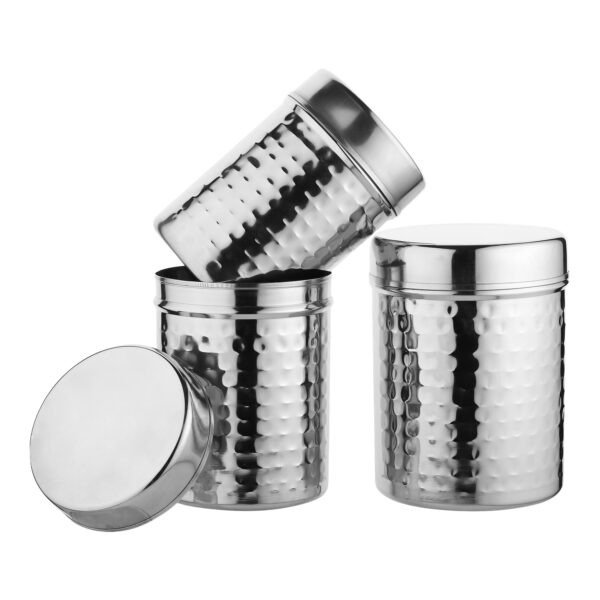 Stacked canister smaller one in big one set of 3 on white background