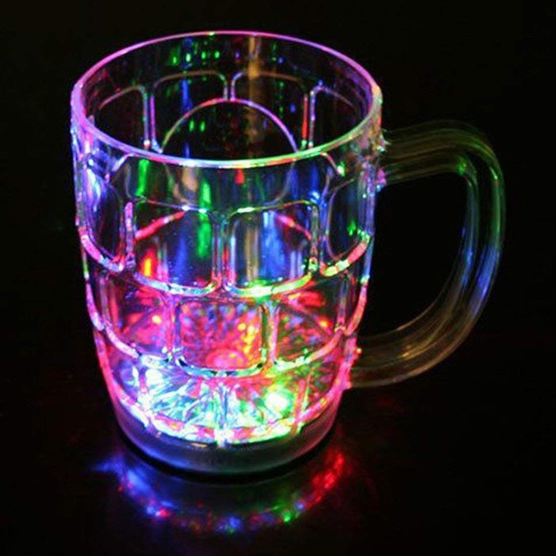 liquid activated Rainbow lighting mug on black background