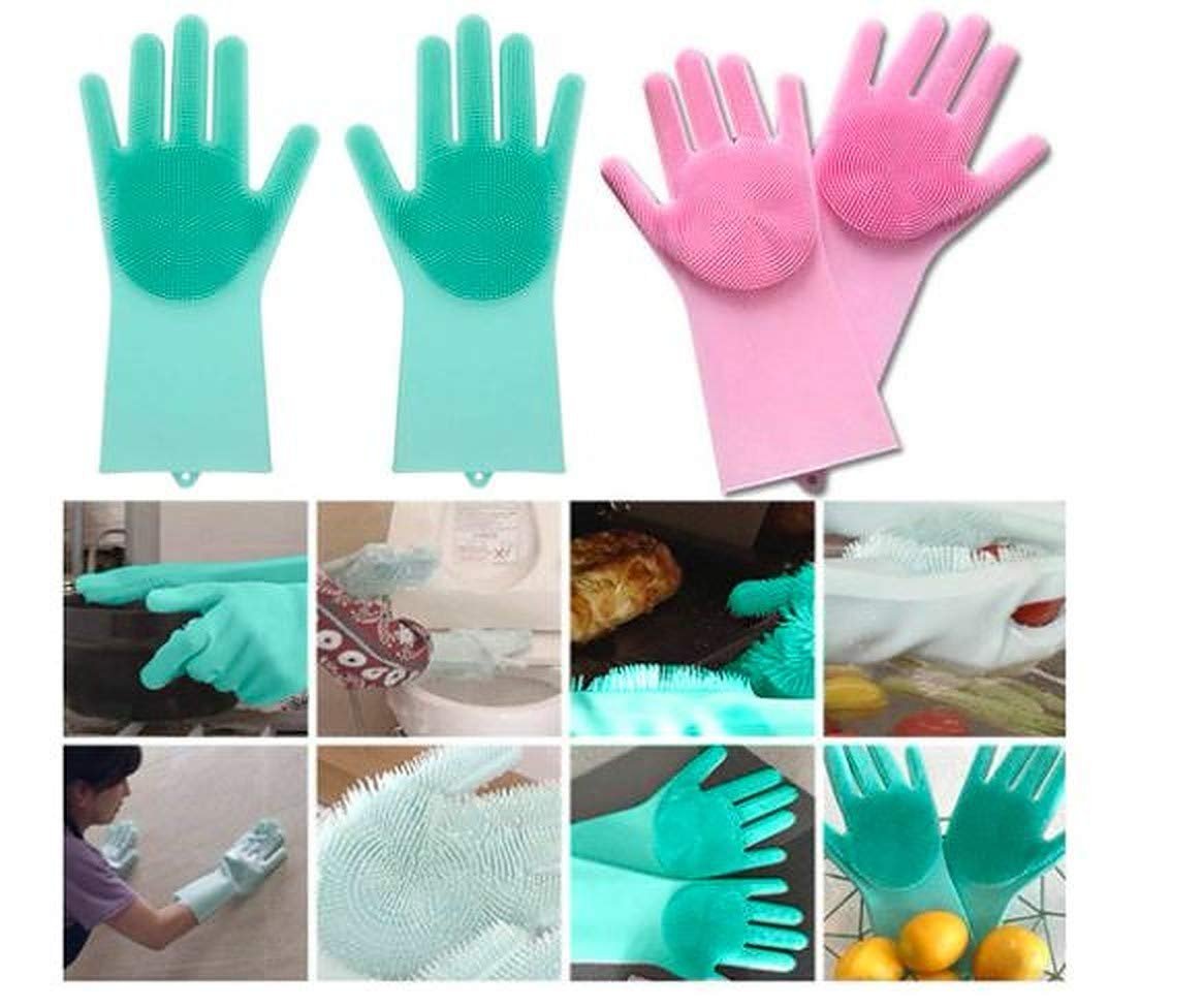 Mix color of silicone gloves on white background