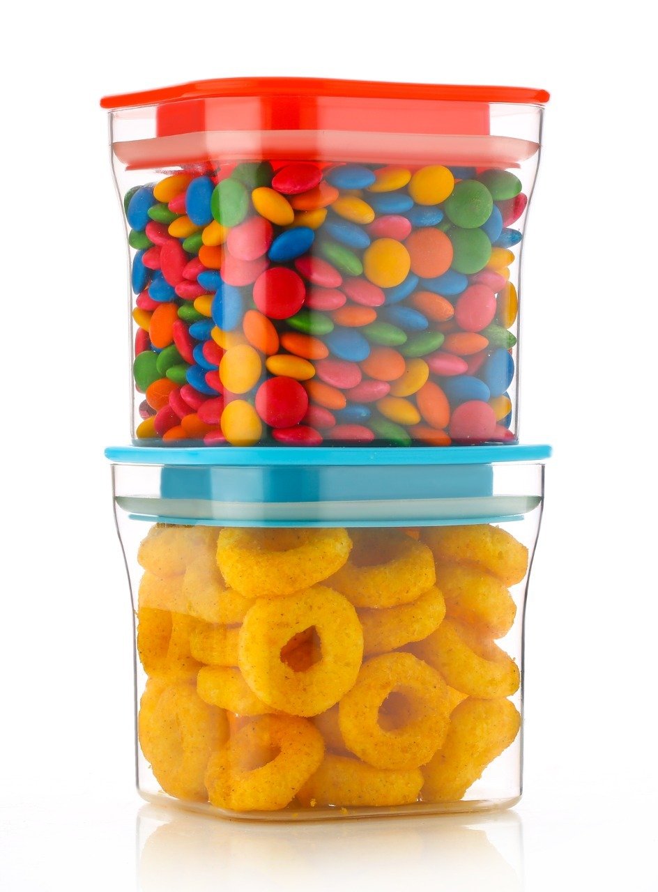 2 pcs set of plastic storage container on white background