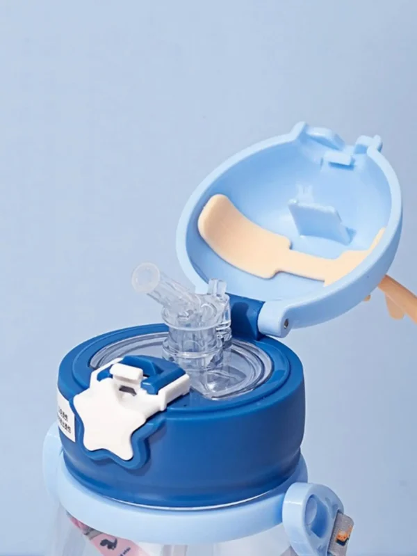 Silicone straw of sipper in lids on blue background