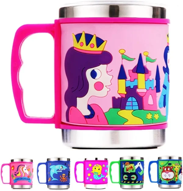 Pink color silicone grip milk mug