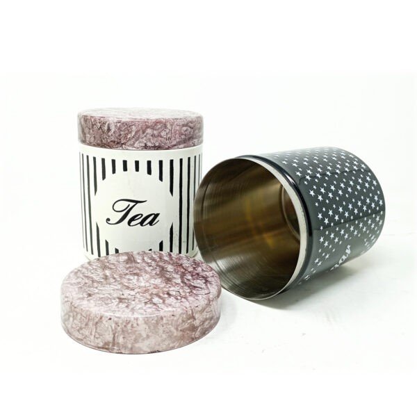 Tea sugar canister on white background