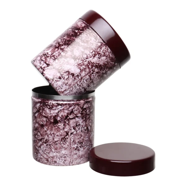 stainless steel storage canister set brown color marble coated on white background