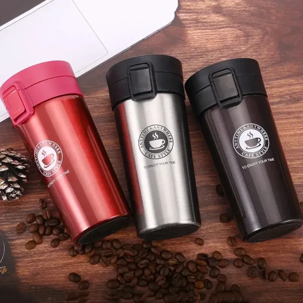 Three pieces of stainless steel double wall coffee mug