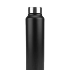 Black color single wall fridge water bottle on white background