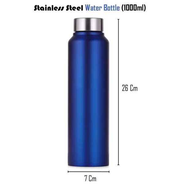 Dimensions of single wall fridge water bottle on white background