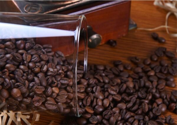 glass container with coffee beans