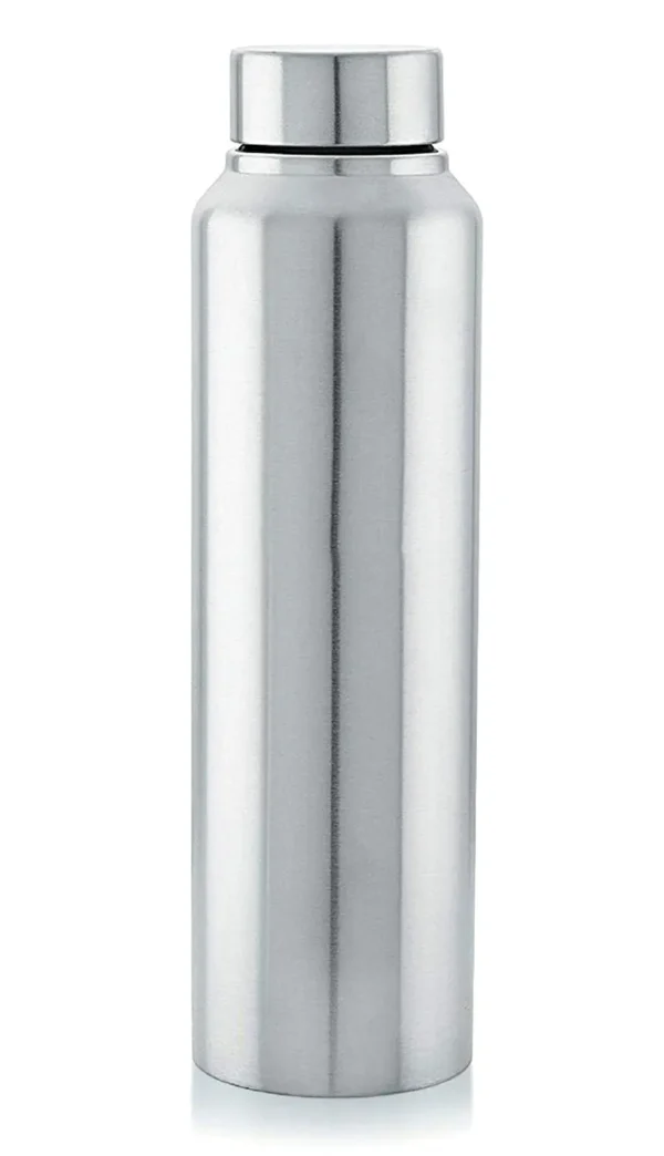 silver color fridge water bottle on white background