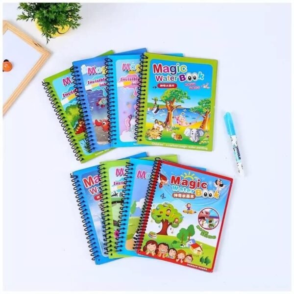 Assorted themes water book with magic on white decorative background