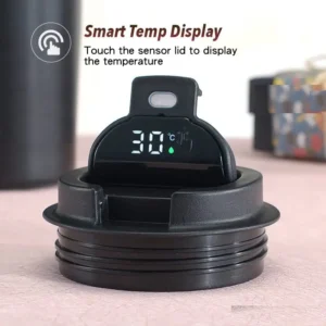 Smart led display of coffee mug on floor