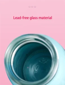 Lead proof glass material of kids water bottle on pink backgrond