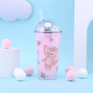 Pink color sipper on colorful background