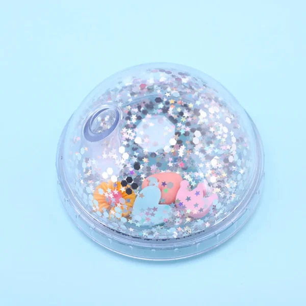 Glittering lid of acrylic sipper on colorful background