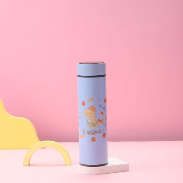 Purple color different theme water bottle on pink background