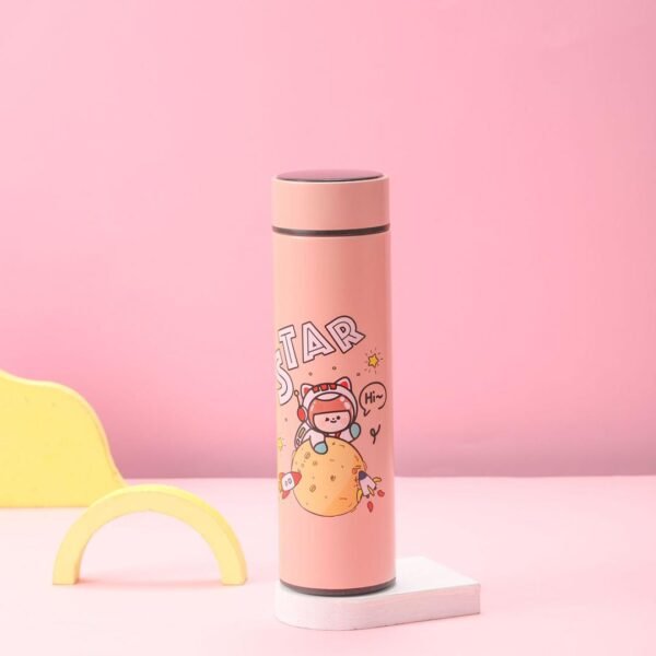 Double wall insulated temperature bottle on decorative background