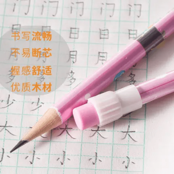 pink color pencil set on paper background