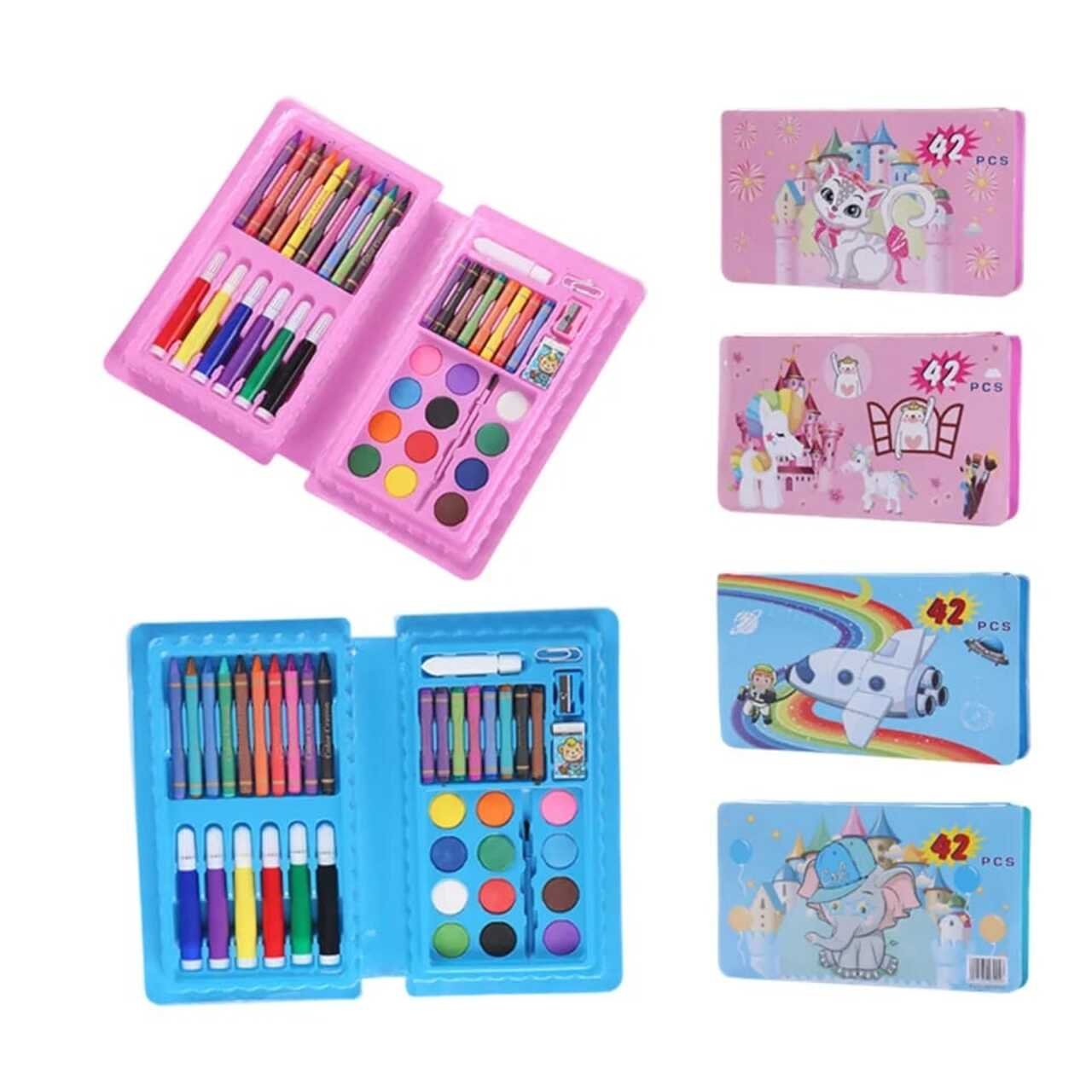 Multi Coloring set 42 PCS Color Kit / Set With Button Box Best Quality for  kids (Girls & Boys)