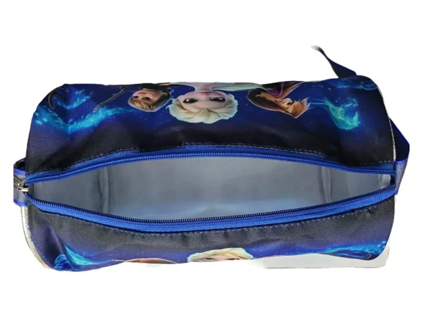 Inner view blue color duffle bag on white background