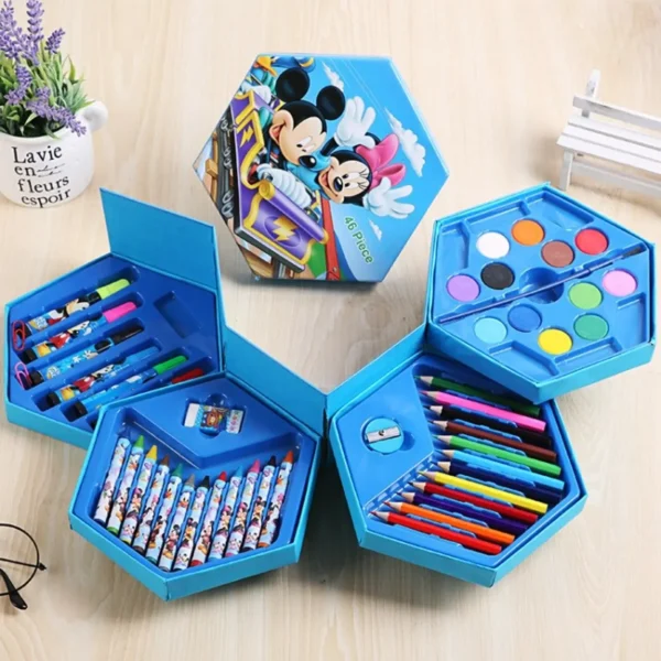 Mickey mouse printed 46 pcs hexagon coloring kit on decorative background