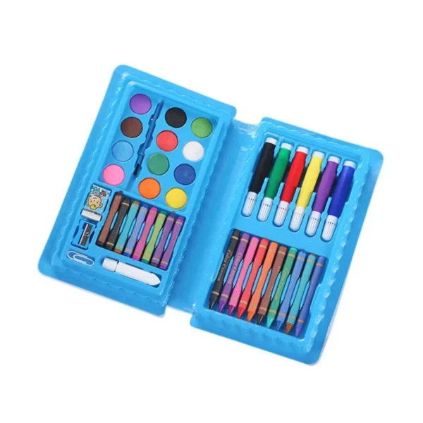 42 pcs coloring kit with blue color case on white background