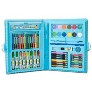 showing cell shape colors of coloring kit with blue color case on white background