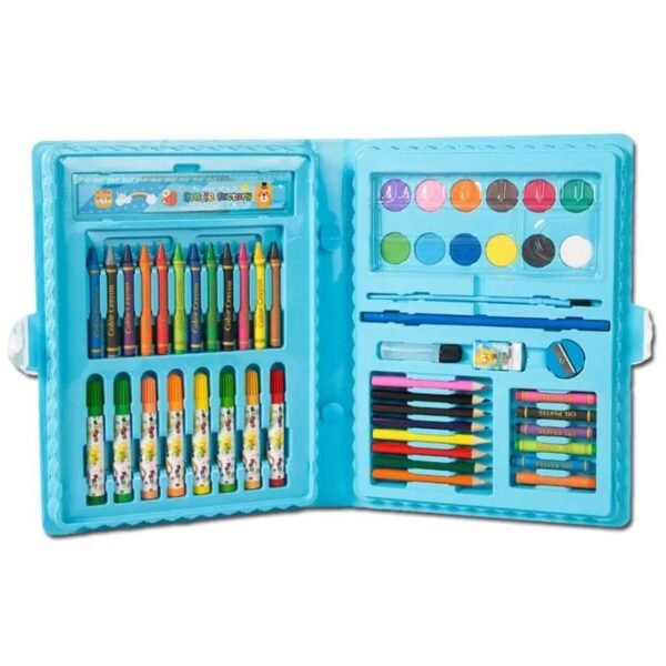 showing cell shape colors of coloring kit with blue color case on white background