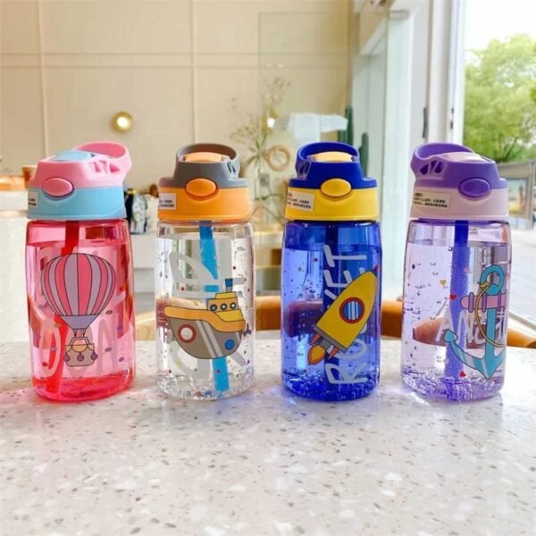 480 ML Kids Plastic Sipper Different Colors filled with water On Decorative Background