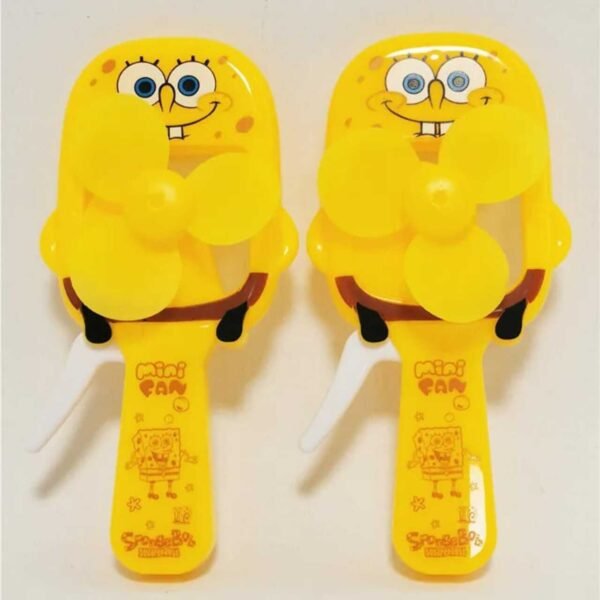 2 pcs of yellow color cartoon shape mini hand fan for kids on white background
