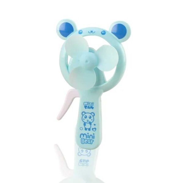 Sky blue color rabbit shape mini hand fan for kids on white background
