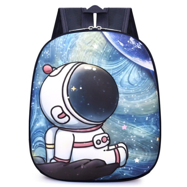 space printed 3d embossed backpack blue color on white background