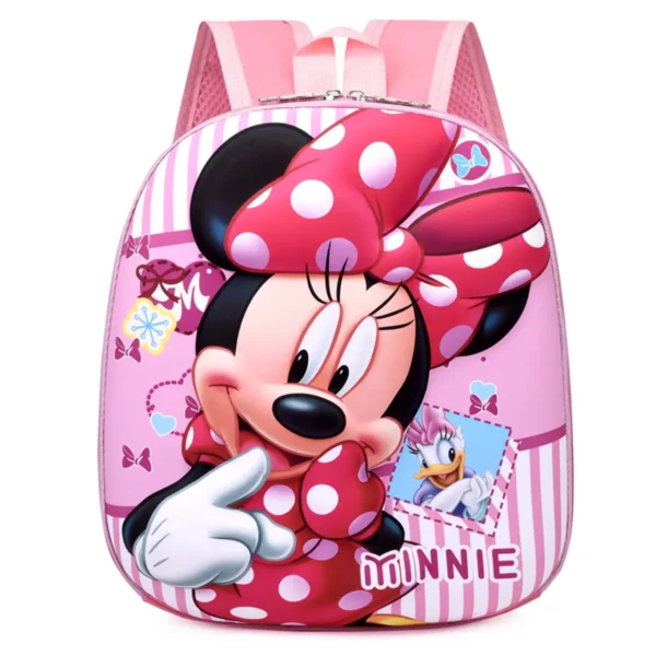 mickey printed 3d embossed backpack pink color on white background
