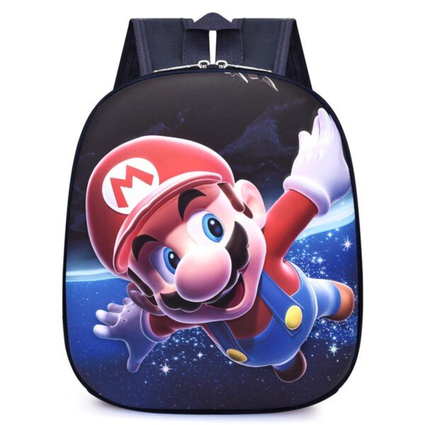 Mario printed 3d embossed backpack black color on white background