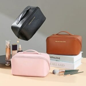 Travel cosmetic bag Heavy Different Colors on decorative background